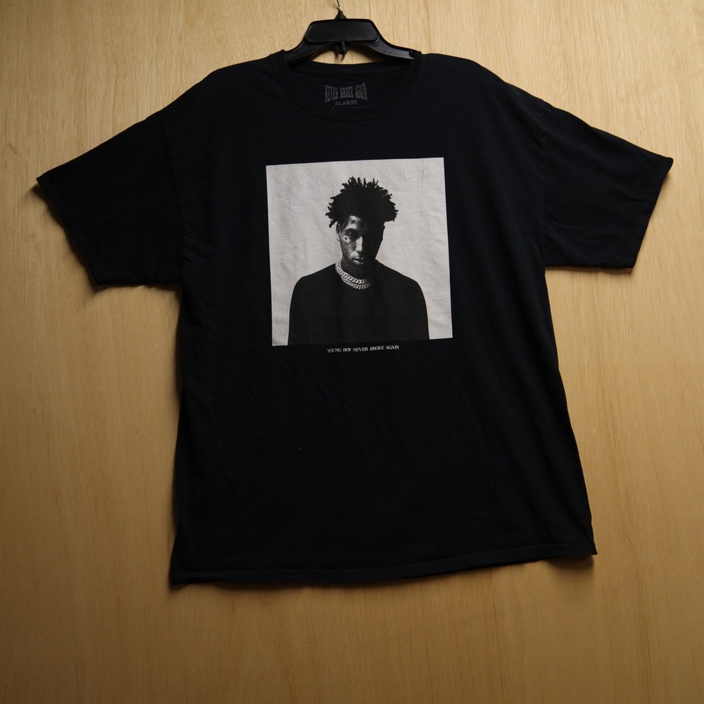 Never Broke Again YoungBoy Graphic Tee Black Cotton T-Shirt XL